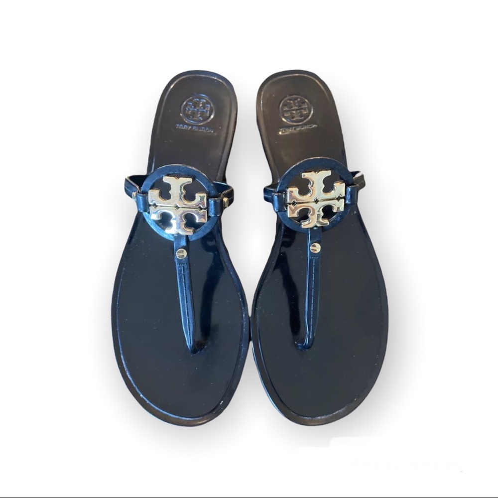 Tory Burch Black Mini Miller Flat Thong Jelly Sandals